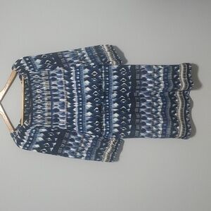 AB Studio dress women's size large Geometric abstract print elastic waist